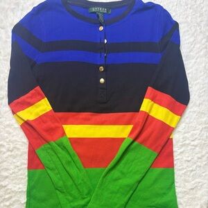 Ralph Lauren Blue and Black Striped Top